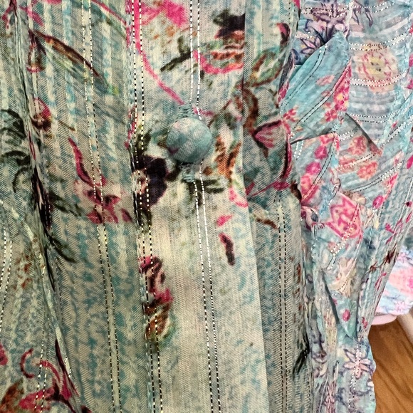 Hemant & Nandita Missima Top sz S Blue Metallic Threads - Picture 6 of 8